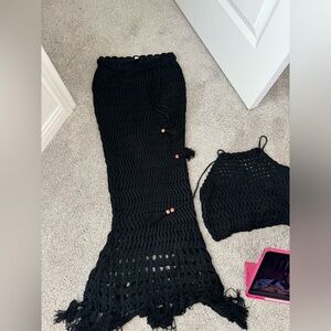 Black crochet set